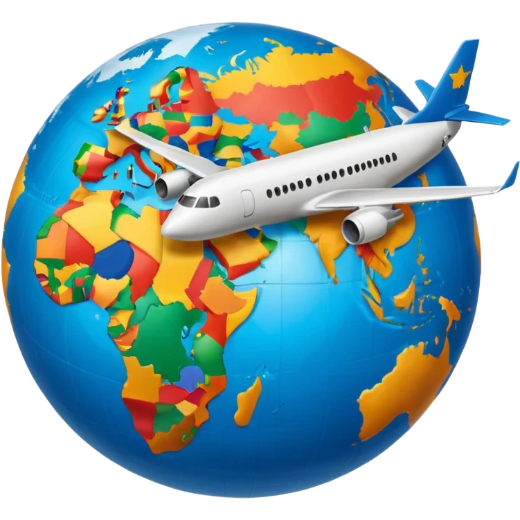 Globe Showing Europe-Africa with plane flying around it emoji