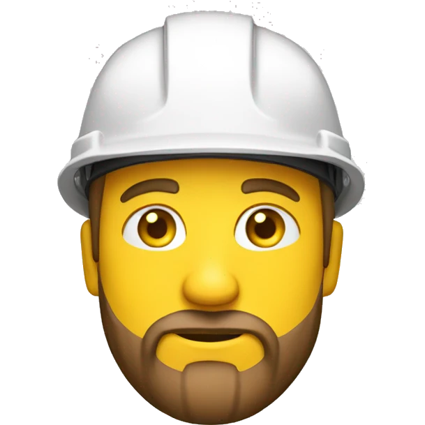 A braver man, with beard, white skin, with a construction hat yellow emoji