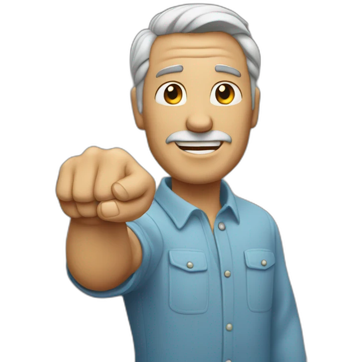 middle aged man shaking fist to sky emoji