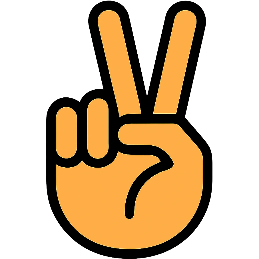 mano haciendo el signo de la paz con la palma hacia adentro al revés, icono claro emoji