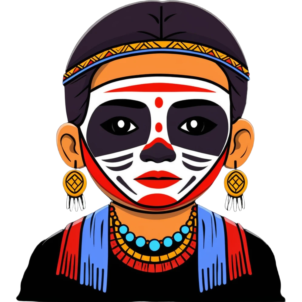 Toltec person with face paint and traditional attire emoji
