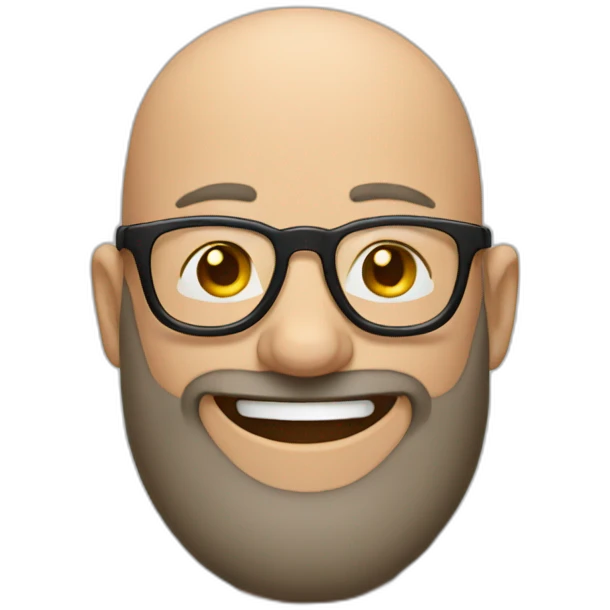 laughing bald man with long beard with glasses emoji