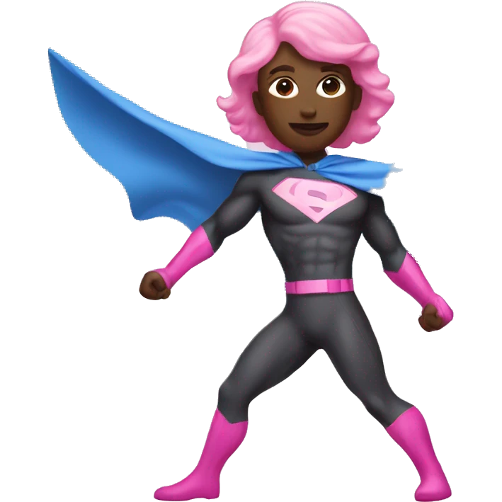 pink and blue superhero emoji