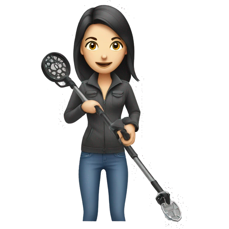 Pretty woman using a metal detector  emoji