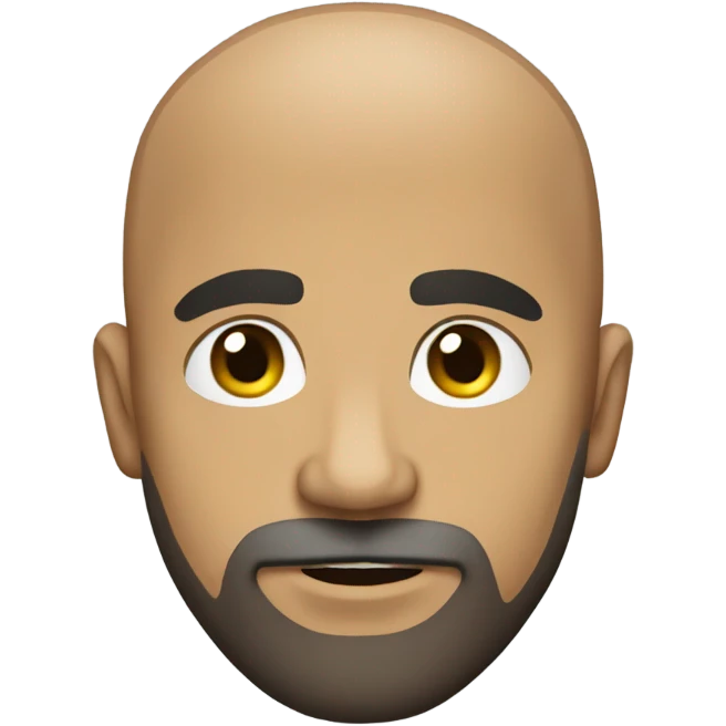 Bald Hispanic man with beard feeling naked emoji