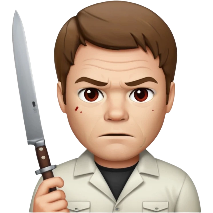 Dexter Morgan holding a knife, serious expression, emoji style emoji
