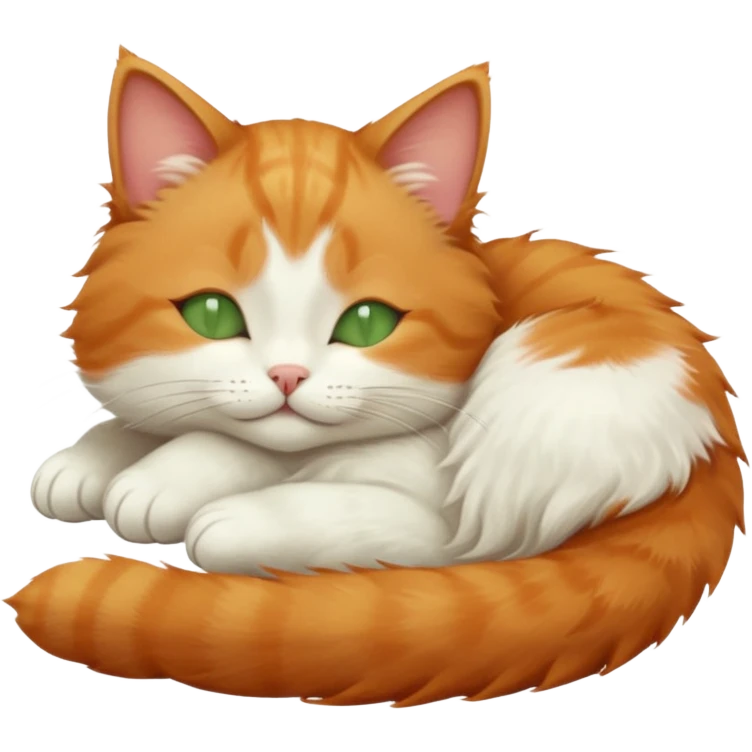 ginger and white small cat eyes closed lying down in funny position emoji