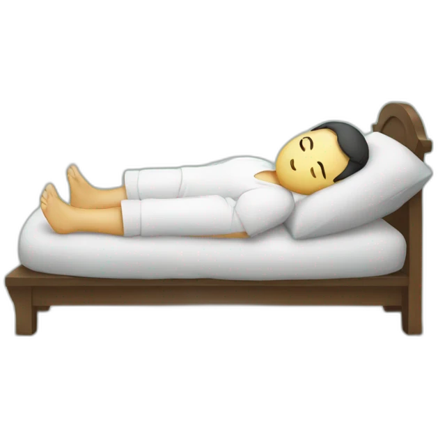 Korean sleeping with a pillow between both of his foot emoji