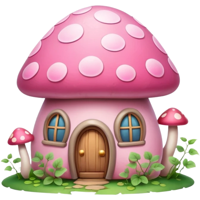 Pink girly mushroom house covered in vines emoji