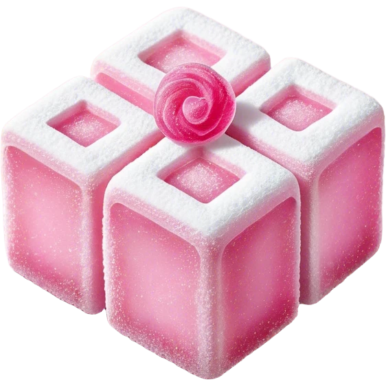Turkish Delight Cinematic Realistic Turkish Delight Dessert Emoji, depicted as a single, delicate piece of Turkish delight dusted with powdered sugar, rendered with intricate textures and soft, inviting lighting. emoji