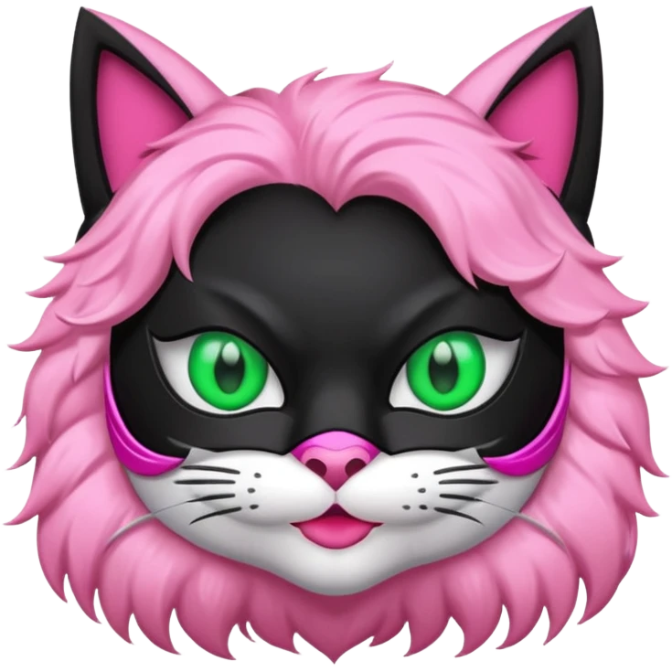 Black cat with a Batman pink mask emoji