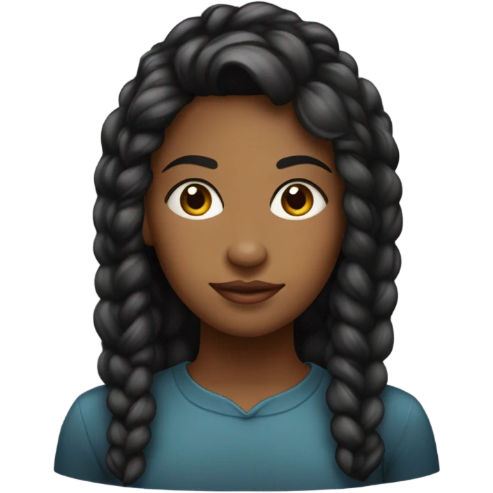 mulher negra com cabelo liso curto, mais velha, traços indigenas e  batom escuro, rosto redondo, baixinha emoji