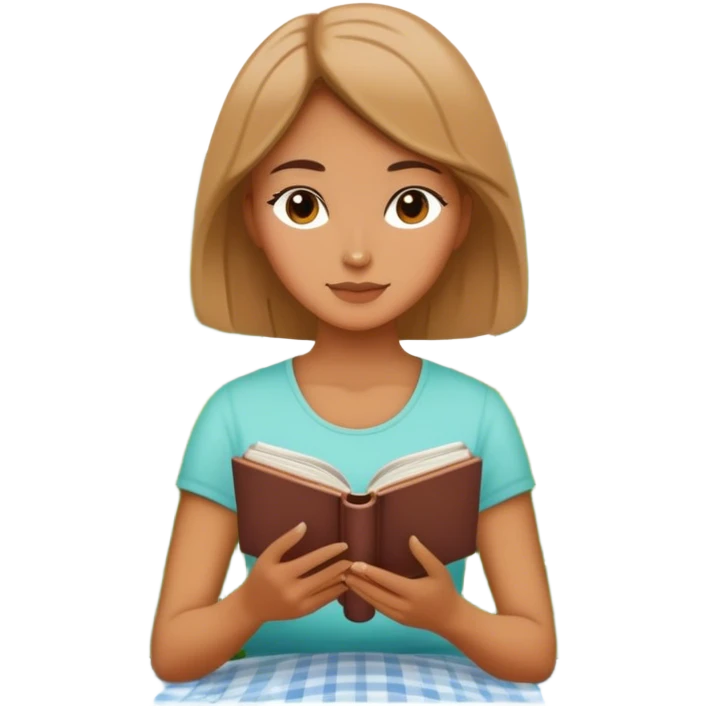 Woman in a peaceful garden, reading a book emoji