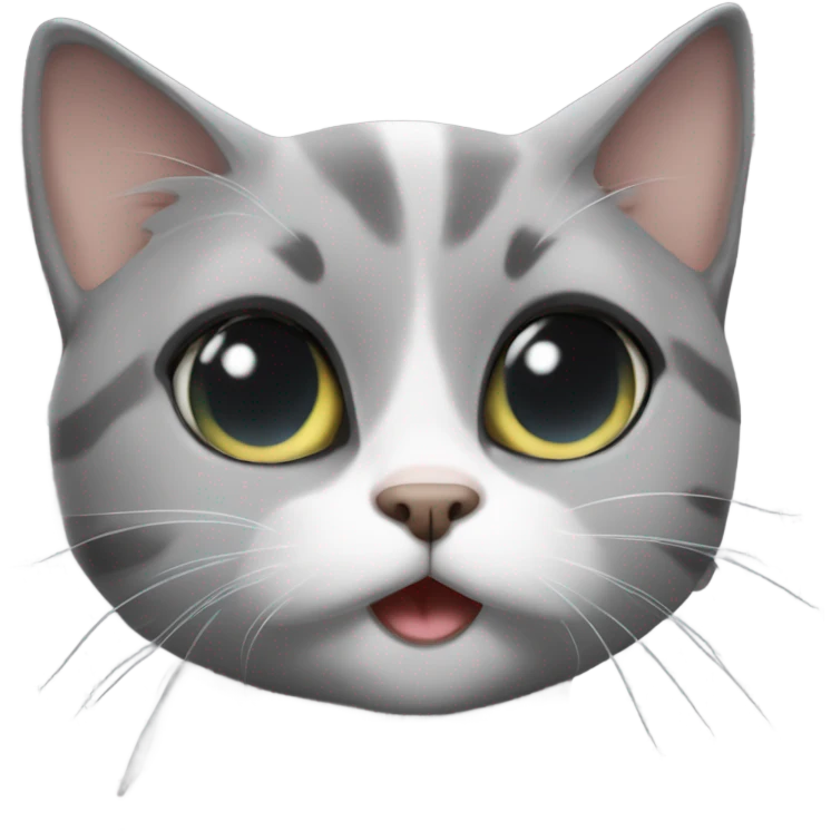 grey eyed cat blowing out kiss  emoji