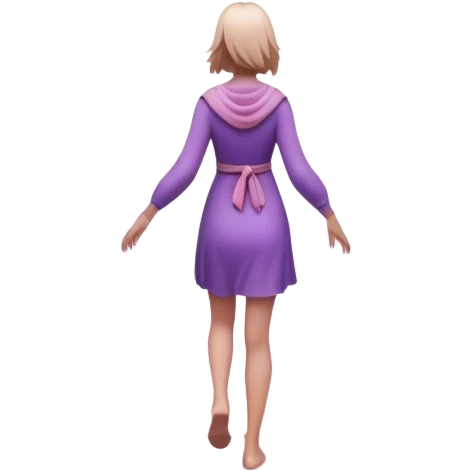 A small figure walks back across a foggy bridge, holding soft pink and purple orbs in each hand—symbolizing compassion and forgiveness. A gentle heart aura trails behind them, showing healing in motion. emoji