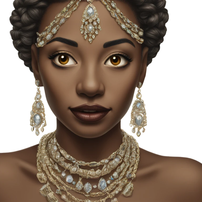 Hyper Realistic lady portrait wearing beautiful jewelry emoji