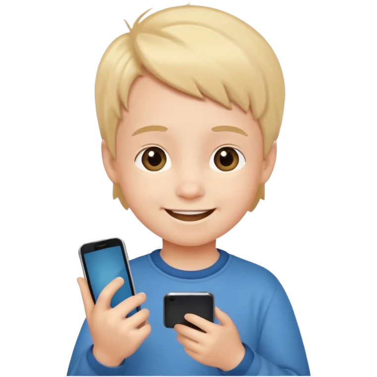 smiling little kid with a phone emoji