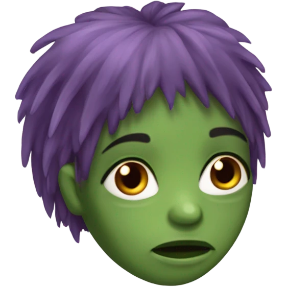 uma garota zumbi de cabelo vermelho escuro com uma franja lateral emoji