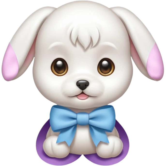 white baby maltese ribbon short ear face emoji