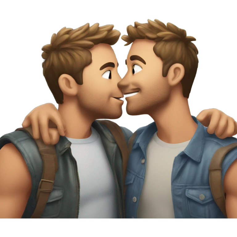 mikey and brian kissing, excited about this new adventure as a couple emoji