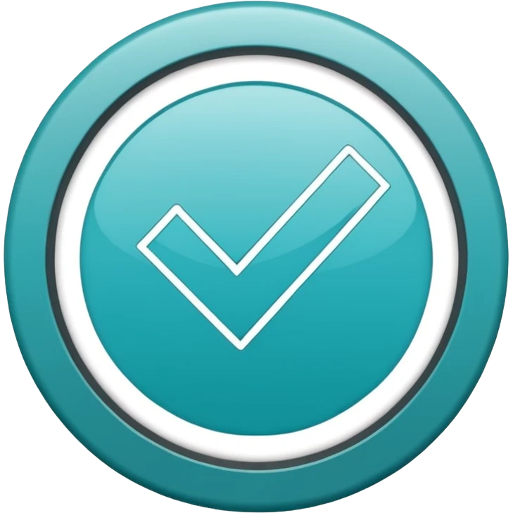 Marca de verificación  un "check"  dentro de un círculo de color cian o turquesa, con un borde gris claro. emoji