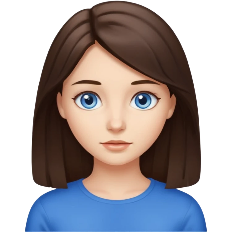 girl with medium length brunette hair and blue eyes emoji