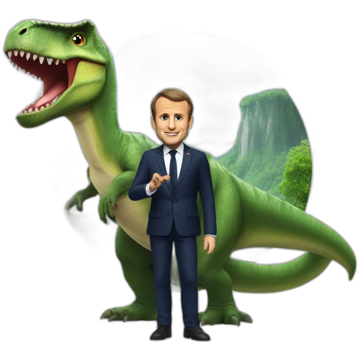 Emmanuel Macron mixé en dinosaure emoji