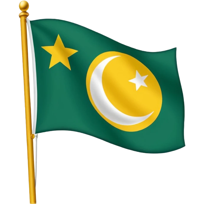 Flag of the actual Azad Kashmir with yellow stripes,green background and white moon and star emoji