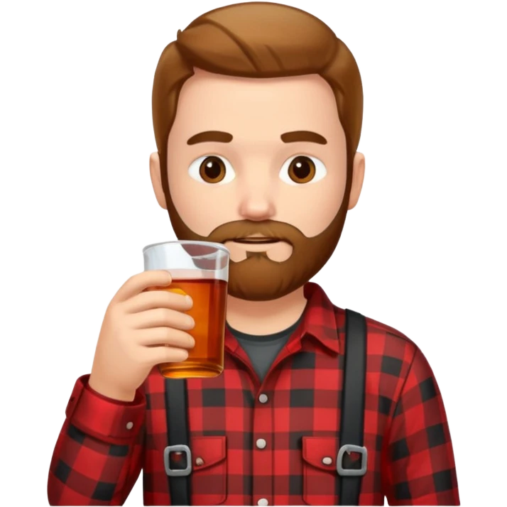 I want a Canadian lumberjack wearing a red and black plaid shirt drinking maple syrup emoji