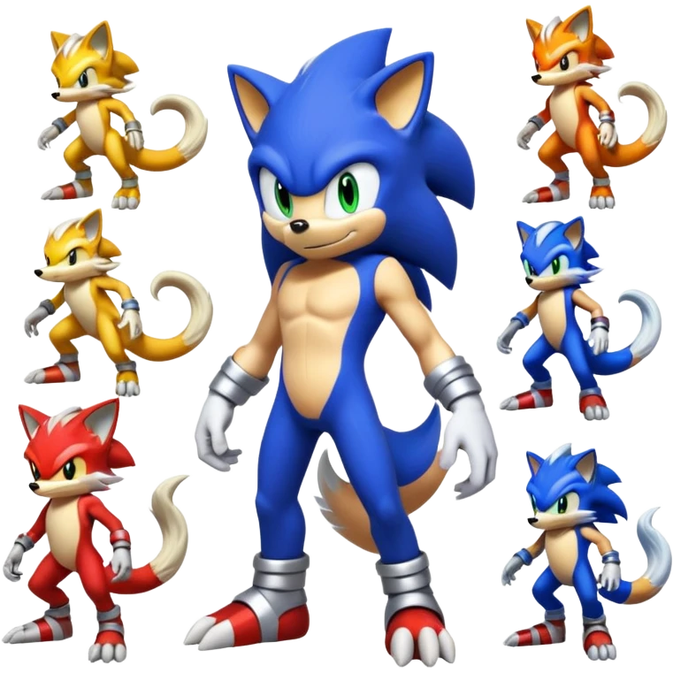 Anthro Sonic-Vernid-WickerBeast-Protogen-Primagen-Fakémon Full Body emoji
