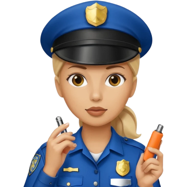 Female police with cap + whistle emoji