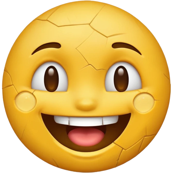 cracked or damaged emoji face, laughing joyfully, playful style emoji
