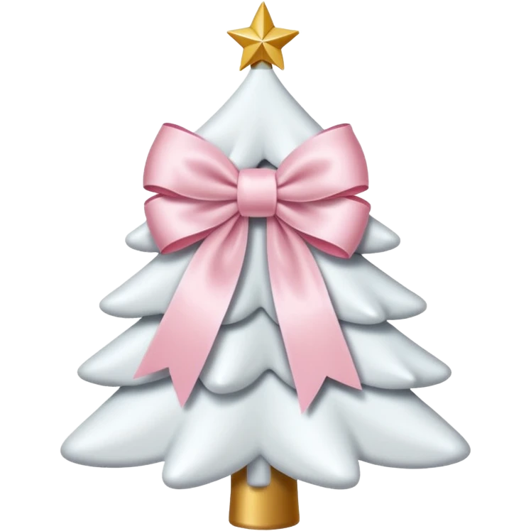 Cute light pink bow sitting on top of a white Christmas tree emoji