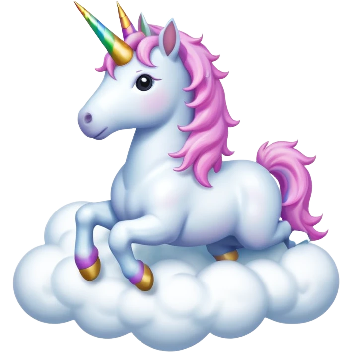 A unicorn on a cloud emoji