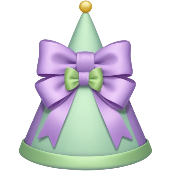 birthday hat with a bow, pastel green and lilac emoji