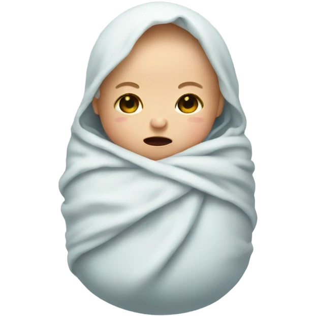 Swaddled crying baby emoji
