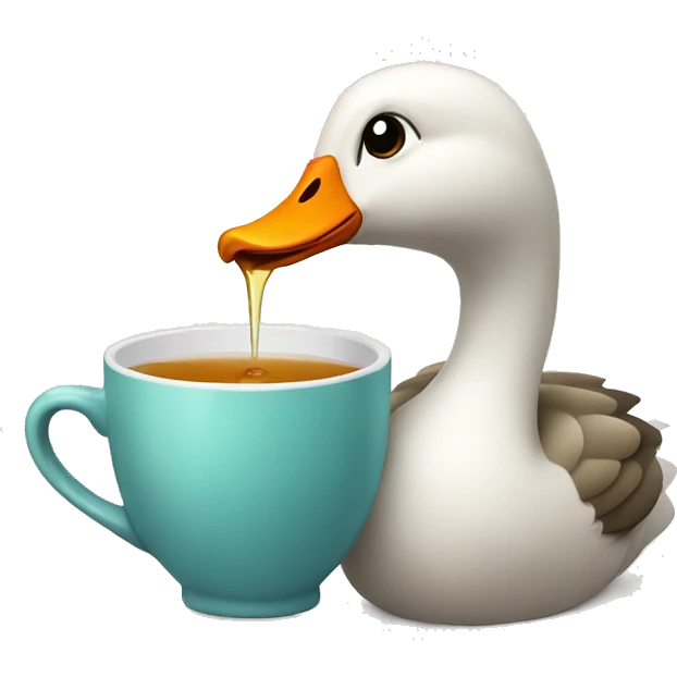Cute goose drinking tea emoji