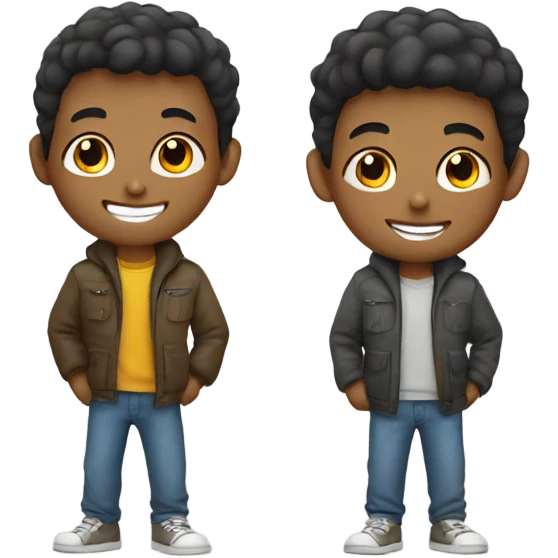 smiling boy best friends in casual attire  emoji