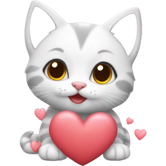 Cute kitten with a lot of hearts emoji