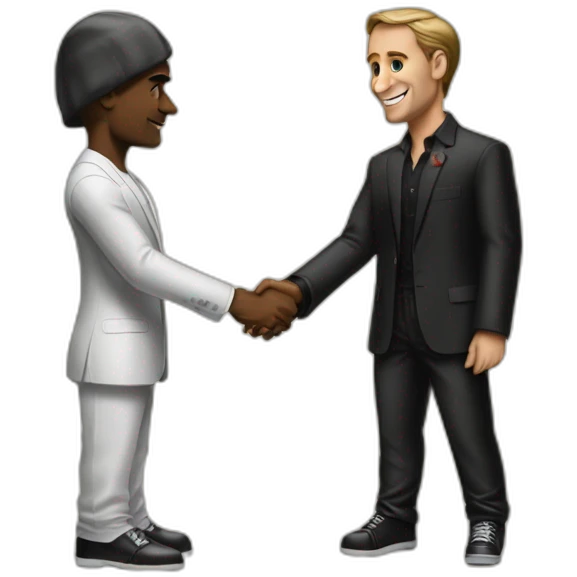 Macron shaking the hand of Tupac emoji