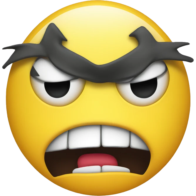 Yellow emoji angry, Frowing with a straig t, innexpressive mouth emoji