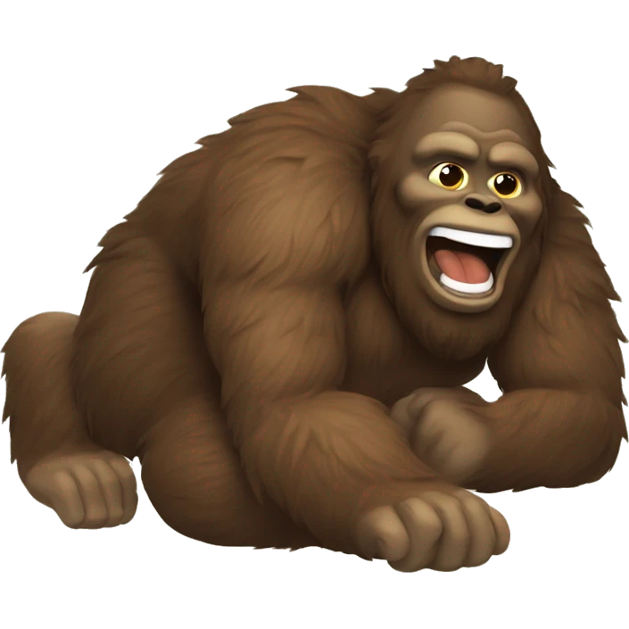 bigfoot lying on his back with a nut emoji
