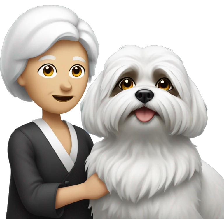 Black and white shitzu with old lady  emoji