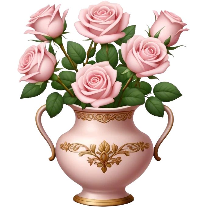 Pale pink roses in vintage vase emoji