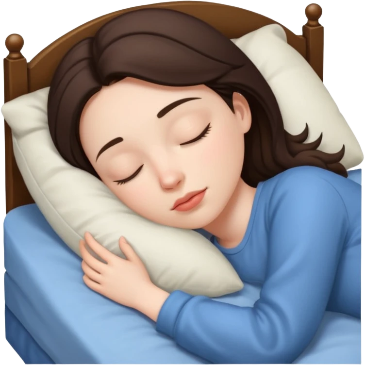 Brunette girl sleeping in the bed emoji