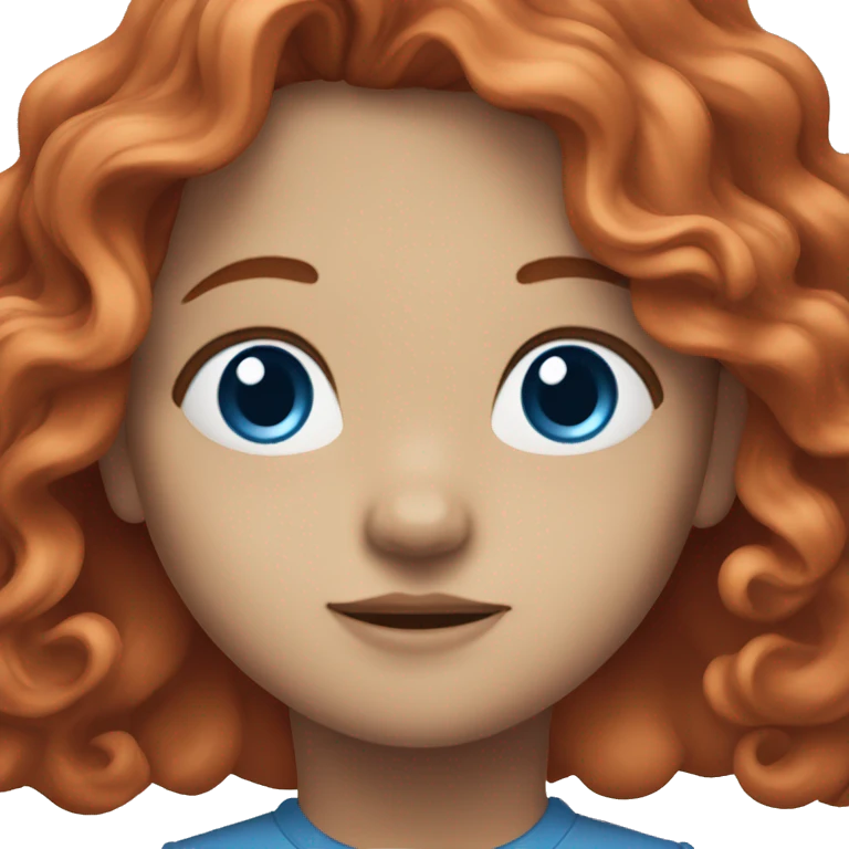 long wavy red hair, blue eyes, white skin, nose ring emoji