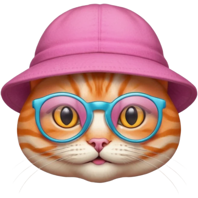 orange alien cat with pink hat  and spectacles emoji