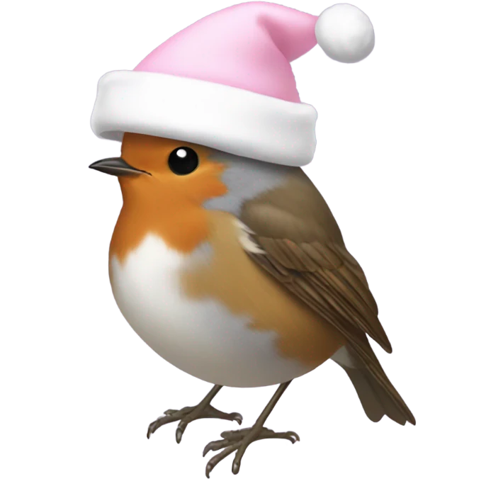 robin wearing pale pink santa hat emoji