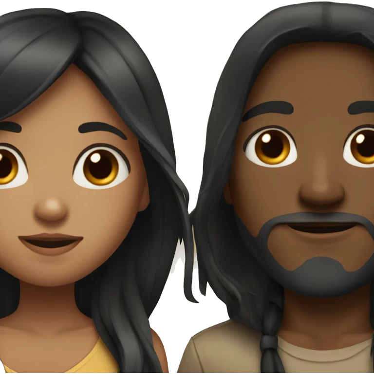tan girl with long black hair with brown haired boy emoji