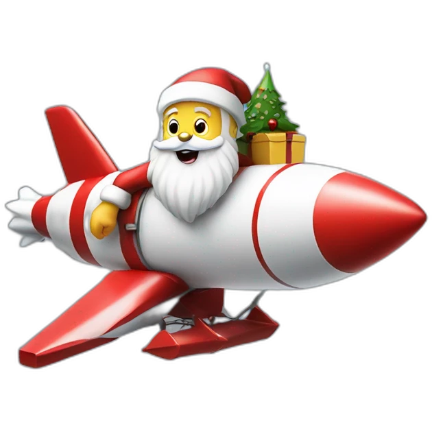 santa claus on the rocket emoji
